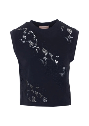 TWINSET sangallo floral-embroidered T-shirt - Blue