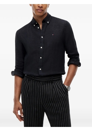 Tommy Hilfiger washed effect embroidered-logo shirt - Black