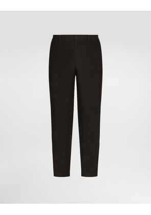 Dolce & Gabbana Linen Pants With Logo Label - Man Pants And Shorts Brown Linen 52