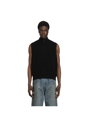 Extra Fine Wool Knit Half Zip Vest