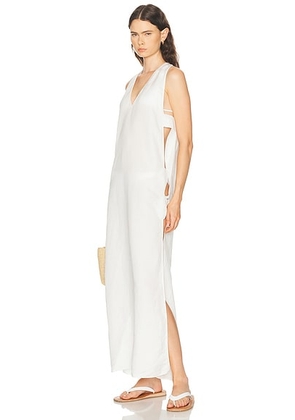 ADRIANA DEGREAS Petal Applique Open Side Dress in Off White - Ivory. Size S (also in XS, M, L).