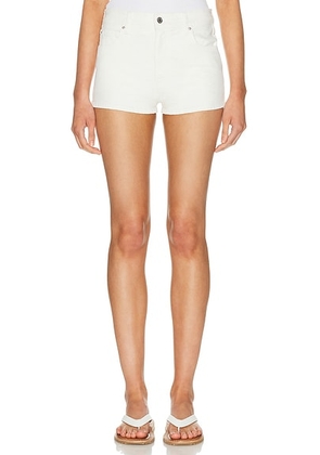 GRLFRND Florence Low Rise Mini Short in Creme - Cream. Size 25 (also in 23, 24, 26, 27, 28, 29, 30, 31, 32).