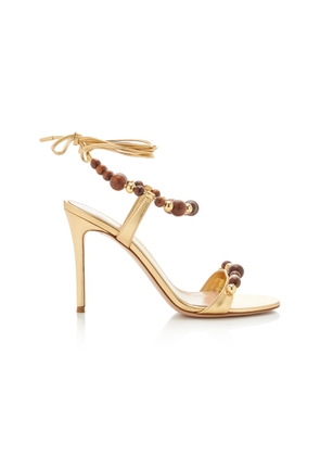 Gianvito Rossi Beaded Metallic-Leather Sandals - Moda Operandi