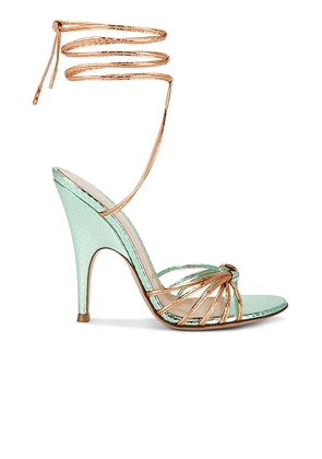 Gianvito Rossi Strappy Sandal in Aloe & Rose Gold - Metallic Coppper,Teal. Size 36.5 (also in 38.5, 39).
