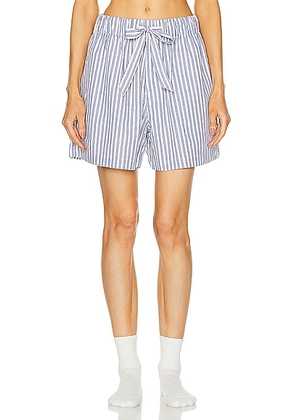 Tekla Stripe Short in Skagen Stripes - Blue. Size L (also in ).