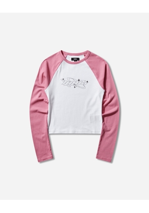 Women s Y2K Star Raglan Longsleeve T-Shirt Pink Fizz
