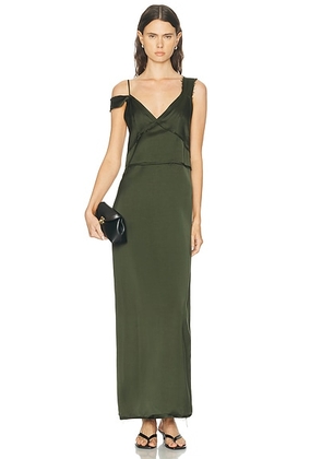 Toteme V Neck Slip Dress in Bottle Green - Dark Green. Size 32 (also in 34).