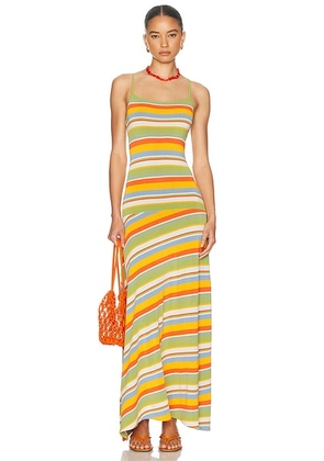 Solid & Striped The Lottie Dress in St. Barths Stripe - Green,Orange. Size XS (also in M, L).