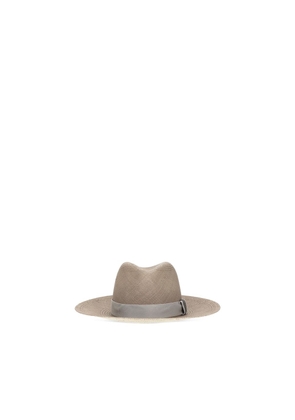 Brunello Cucinelli Beige Straw Fedora - L