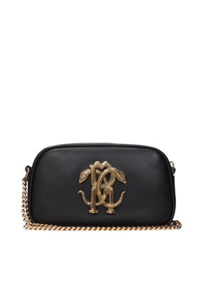 Roberto Cavalli Black Leather Crossbody Bag