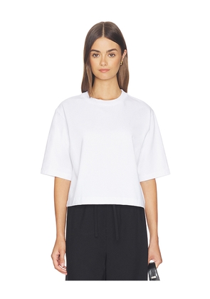 Enza Costa Short Sleeve Supima Structured Tee in White. Size XS. Also in S, M, L.