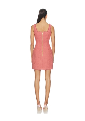 BALMAIN Two Pockets Straight Tweed Short Dress in Rose. Size 40. Also in 38.