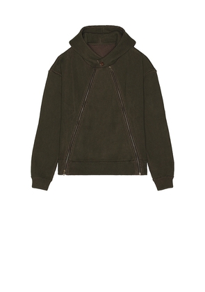 ISA BOULDER Triangle Zip Hoodie in Dark Green. Size S. Also in L.