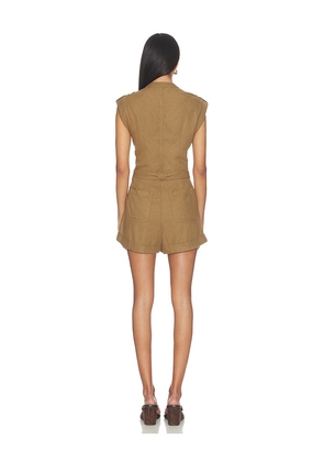 SIMKHAI Tinka Belted Romper in Tan. Size 0. Also in 2, 4, 6, 8, 10.