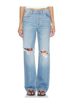 GRLFRND Bella Low Rise Boyfriend in Blue. Size 25. Also in 23, 24, 26, 27, 28, 29, 30, 31, 32.