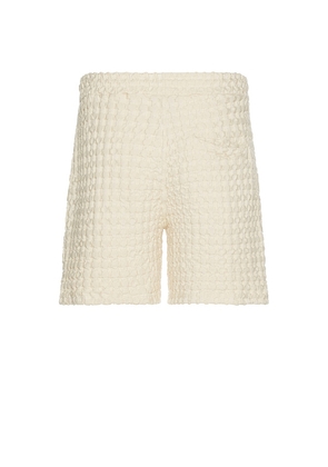 OAS Ecru Porto Waffle Shorts in White. Size L. Also in S, M, XL/1X.