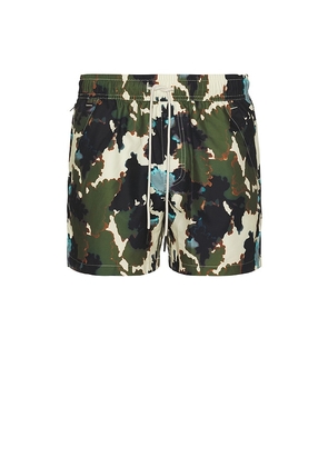 OAS Foliago Swim Shorts in Army. Size S. Also in L, XL/1X.