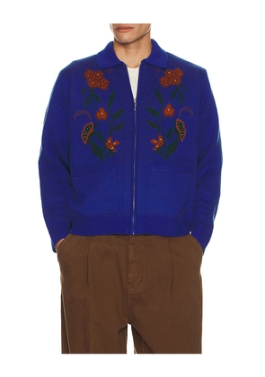 Obey Floral Zip Cardigan in Blue. Size S. Also in L.