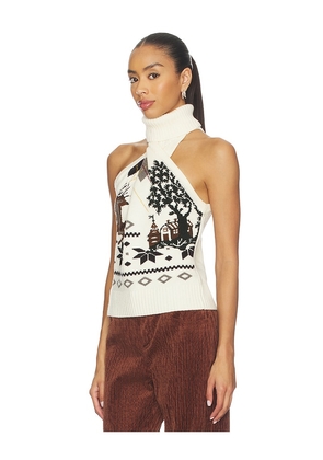 Monse Mixed Fair Isle Halter Top in Ivory. Size XS/S. Also in M/L.