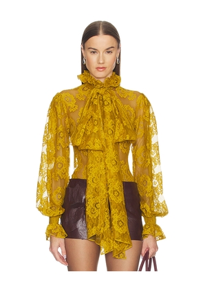 Markgong Gathered Lace Blouse in Mustard. Size 36/4. Also in 38/6.
