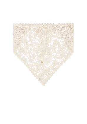 LELET NY Esme Crochet Bandana in Beige.