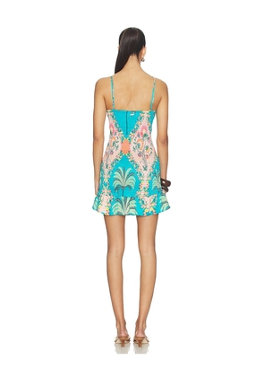 Maaji Arabian Palm Zephyra Mini Dress in Teal. Size S. Also in L, M.