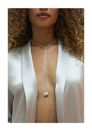 NAiiA x REVOLVE Baroque Pearl Lariat Necklace in Metallic Gold.
