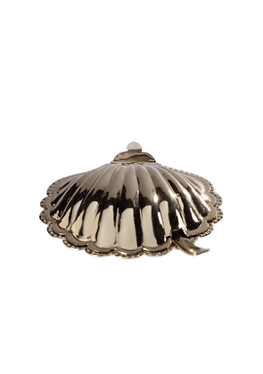 The Favorites Cap Ferrat Fan Shell Lidded Bowl With Spoon in Metallic Gold.