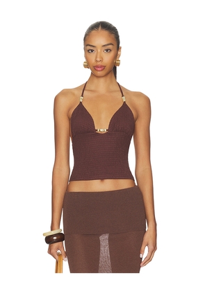 Tiger Mist Zinnia Top in Chocolate. Size S. Also in L, XS, M, XL.