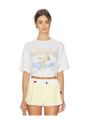 RE/DONE Boyfriend Tee Fishing in Ivory. Size XS. Also in S, M, L.