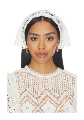 self-portrait White Cotton Crochet Bandana in Cream.