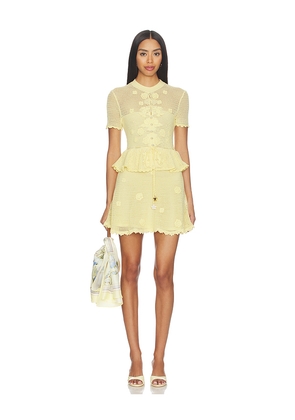 self-portrait Yellow Floral Crochet Mini Dress in Lemon. Size S. Also in M, L.