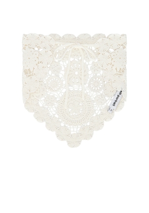 self-portrait White Cotton Crochet Bandana in Cream.