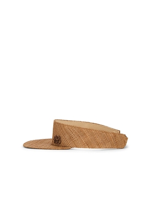 Ruslan Baginskiy Monogram-embellished Straw Visor in Neutral.