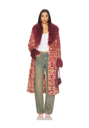 Unreal Fur Cuvee Rose Coat in Red. Size M. Also in XL.