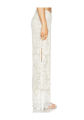 Yellow The Label Lottie Lace Pant in White. Size S. Also in XS, M, L, XL.