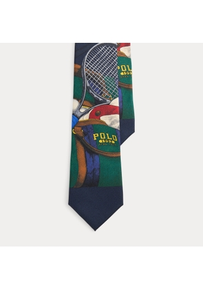 Tennis-Print Silk Tie
