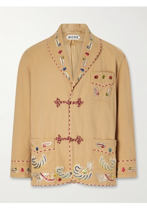 BODE - Embroidered Cotton-Twill Blazer - Men - Neutrals - S