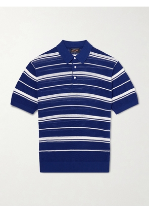Beams Plus - Striped Knitted Cotton Polo Shirt - Men - Blue - S