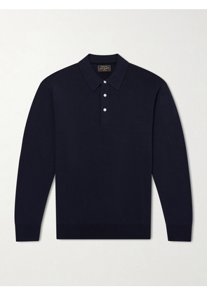 Beams Plus - Knitted Polo Shirt - Men - Blue - S