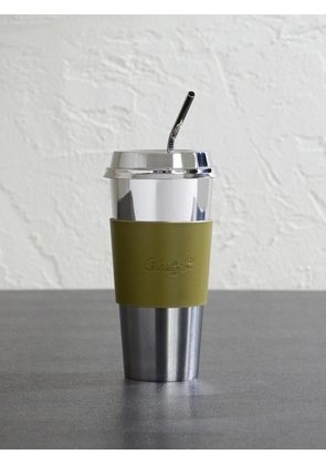 Christofle - Leather-Trimmed Stainless Steel Coffee Cup - Men - Silver