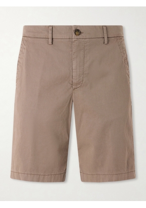 Canali - Straight-Leg Stretch Cotton-Blend Gabardine Shorts - Men - Brown - IT 46