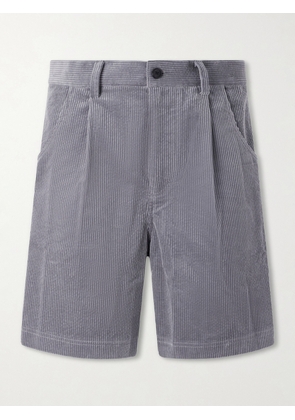 Aaron Levine - Straight-Leg Cotton-Corduroy Shorts - Men - Gray - S