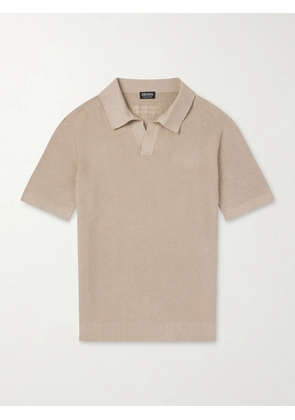 Zegna - Slim-Fit Cotton-Piqué Polo Shirt - Men - Neutrals - IT 46