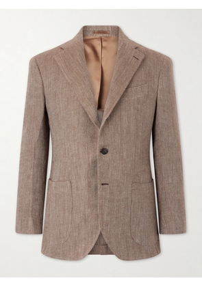 J. Mueser - Herrinbone Linen Blazer - Men - Brown - IT 46