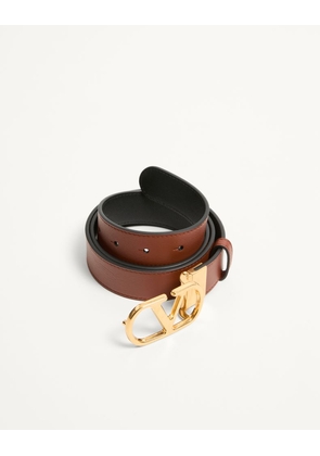 Valentino Garavani VLogo Signature Reversible Shiny Calfskin Belt - 30Mm / 1.2 In. Man DEEP CARAMEL/BLACK 085