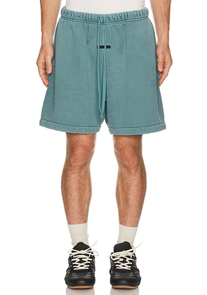 Fear of God ESSENTIALS Signature Classic Short in Faded Coastal - Slate. Size XS (also in S, M, L, XL/1X, XXL/2X, XXXL/3X).