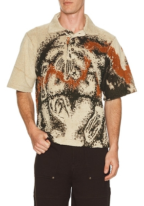 ISA BOULDER Floyd Towel Shirts in Sahara - Tan. Size S (also in L, M, XL/1X).