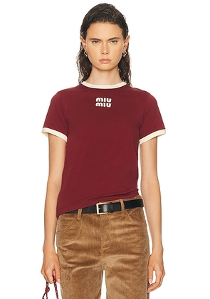 Miu Miu T-Shirt in Amaranto & Talco - Burgundy. Size XS (also in ).