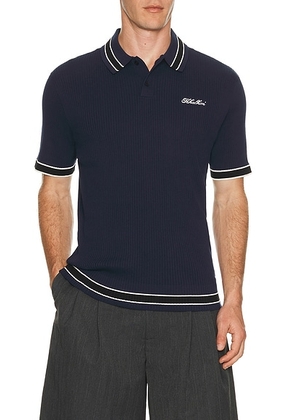 Khalhon Varsity Tipped Rib Polo in Navy - Navy. Size M (also in L, XL/1X, XXL/2X).